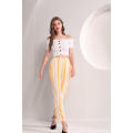 Yellow Stripe Viscose Summer Trousers